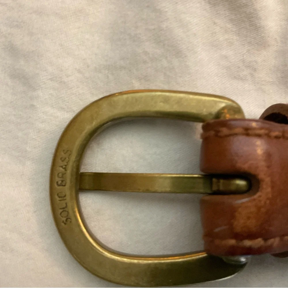 Men’s Size 44 Braided Brown black Genuine Leather Brass Buckle Belt